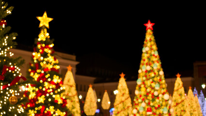 Twinkling Lights Decorate Festive Holiday Trees