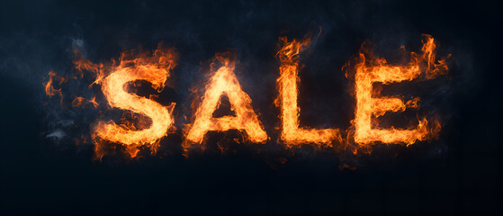 hot, orange & red firely SALE letter isolated over black background