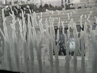 At the car wash. Foam on the car window during washing. A clean car