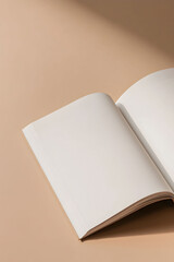 Open Blank Book on Neutral Background