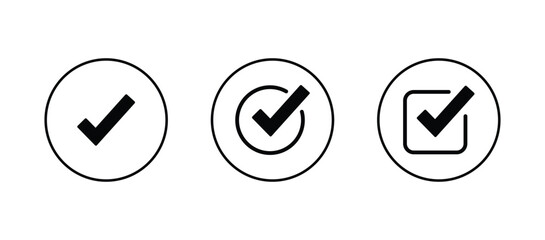 Checkmark icon. Checkmark vector set. Approved symbol vector.