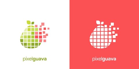 pixel logo guava Symbol  Design Template.