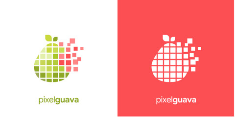 pixel logo guava.Symbol Vector Design Template.