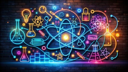 Fototapeta premium Hand-Drawn Science Illustrations in Line Style for Web and App Use, Featuring Long Exposure Effects to Enhance Visual Appeal and Engagement