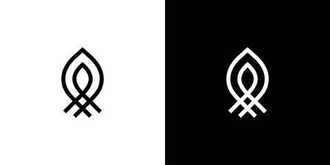 candle fire logo monochrome lines. Symbol icon Design Template.