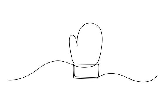recommend clip art: Winter Mittens one line drawing, Santa Christmas mittens. One line, outline, line art, Continuous linear drawing of mittens. Mittens icon. One line drawn background, Christmas illustration