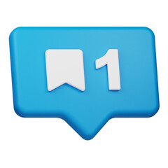 new bookmark notification 3d icon isolated on the white background