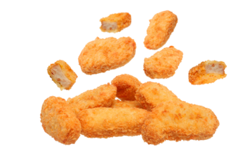 Pile and falling chicken nuggets on transparent background png