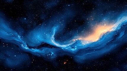 Fototapeta premium A mesmerizing cosmic scene with swirling blue and orange hues, representing the beauty of space.