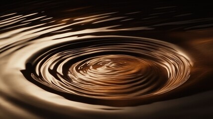 Fototapeta premium Ripples in dark water with golden reflection