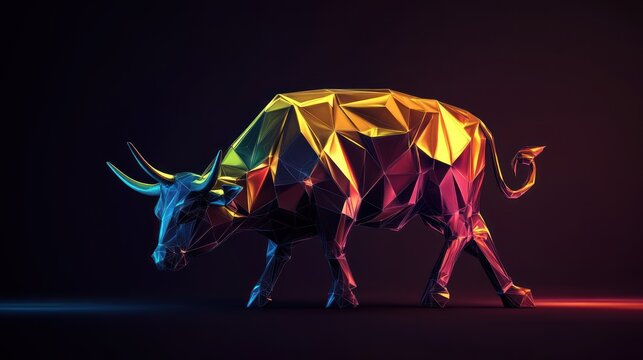 Abstract bull representing market strength in minimalist design