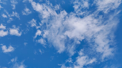 Blue sky with clouds in the sky, Cloud background. Concept minimalist, traveling
