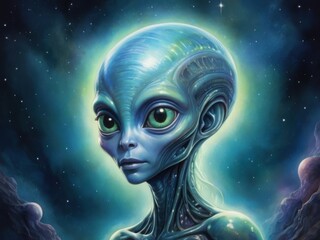 Fierce and Cool Alien Illustration Radiating an Aura of Authority