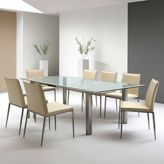 Minimalist dining room with simple plant decoration