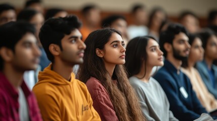 Indian students participating in educational events and workshops, isolated for academic campaigns