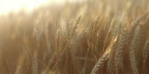 Fototapeta premium Golden Wheat Field under Warm Sunlight