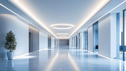 Fototapeta premium A minimalist bathroom showcases large gray tiles, a backlit mirror, and sleek white ceramics, creating a clean and modern aesthetic that highlights simplicity and functionality in design.