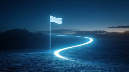 Fototapeta premium glowing path stretches out, bathed in light, symbolizing guidance, hope, and the journey ahead, leading toward an uncertain yet promising future