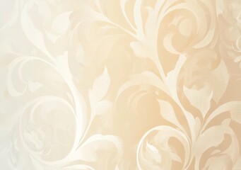 Fototapeta premium A seamless pattern with a light brown background and swirling white floral designs.