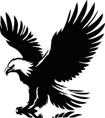 Obraz premium Eagle, silhouette of eagle, Eagle logo, icon, Logo, Vector graphic of eagle icon. Black and White Silhouette EPS10