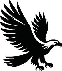 Obraz premium Eagle, silhouette of eagle, Eagle logo, icon, Logo, Vector graphic of eagle icon. Black and White Silhouette EPS10