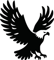 Obraz premium Eagle, silhouette of eagle, Eagle logo, icon, Logo, Vector graphic of eagle icon. Black and White Silhouette EPS10