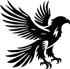 Obraz premium Eagle, silhouette of eagle, Eagle logo, icon, Logo, Vector graphic of eagle icon. Black and White Silhouette EPS10