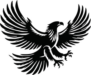 Obraz premium Eagle, silhouette of eagle, Eagle logo, icon, Logo, Vector graphic of eagle icon. Black and White Silhouette EPS10