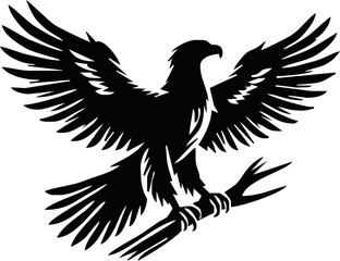 Fototapeta premium Eagle, silhouette of eagle, Eagle logo, icon, Logo, Vector graphic of eagle icon. Black and White Silhouette EPS10