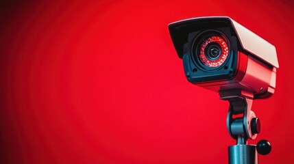 Security Camera on Red Background