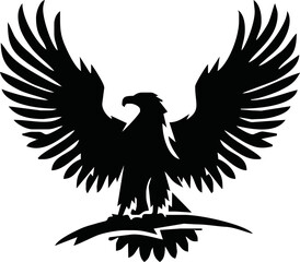 Obraz premium Eagle, silhouette of eagle, Eagle logo, icon, Logo, Vector graphic of eagle icon. Black and White Silhouette EPS10