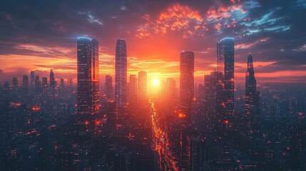 Fototapeta premium night circuit city background with vibrant neon lights, glowing lines, and futuristic cityscape, symbolizing technology, innovation, and digital connectivity in a modern urban environment