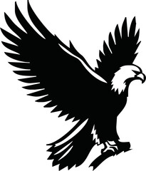 Obraz premium Eagle, silhouette of eagle, Eagle logo, icon, Logo, Vector graphic of eagle icon. Black and White Silhouette EPS10
