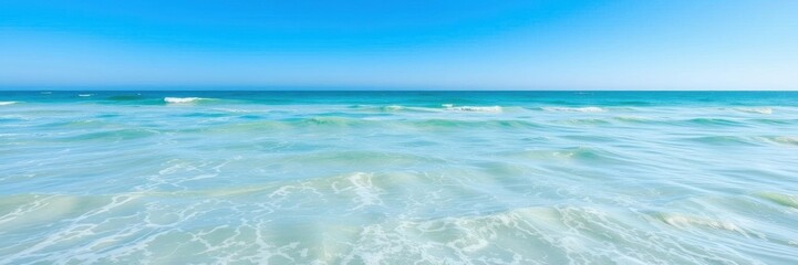 Obraz premium A serene ocean background with gentle waves and a clear blue sky, peaceful, ocean