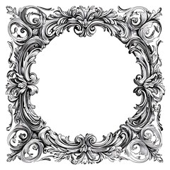 Obraz premium Vintage label frame design, line art drawing, detailed and intricate ink lines design, white background design,