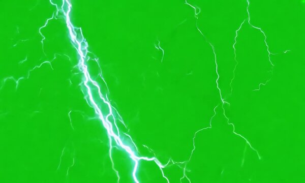 High Quality Lightning Strikes on Green Screen