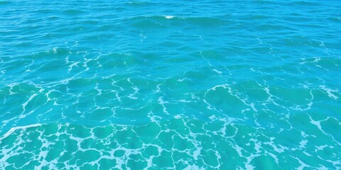 Fototapeta premium Beautiful image of clear blue turquoise ocean water, with foamy waves crashing against the shore, tranquil, serene