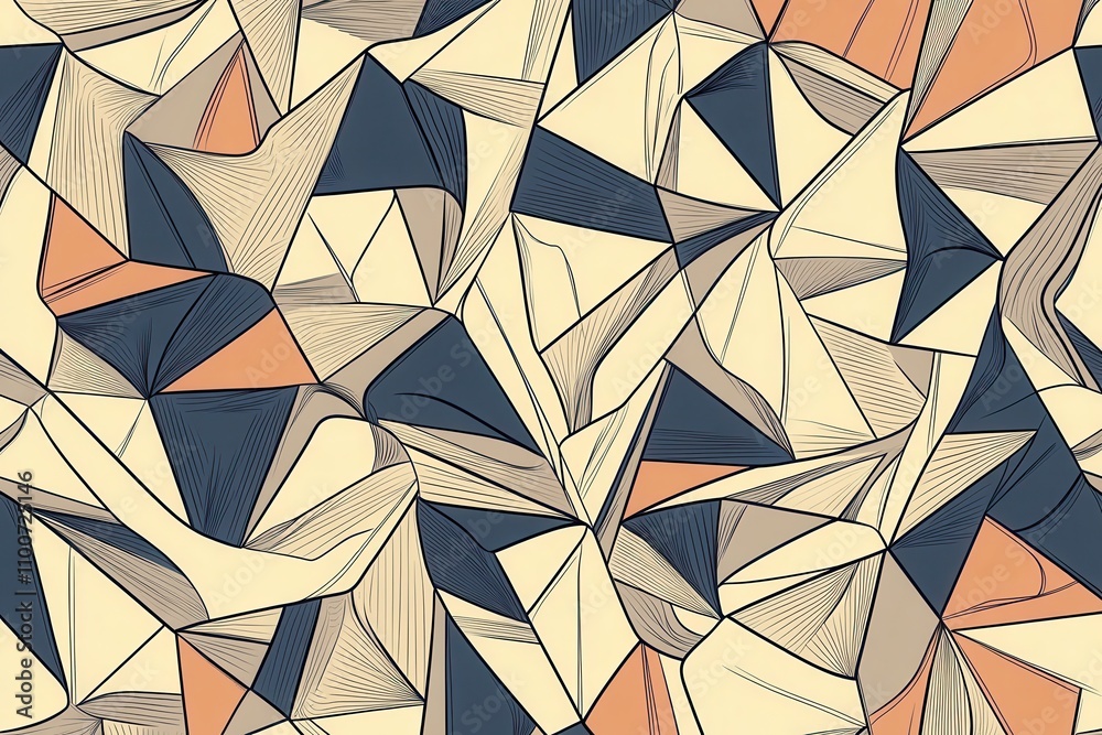 Aufkleber An abstract design featuring geometric shapes in earthy tones, creating a visually dynamic and textured pattern.