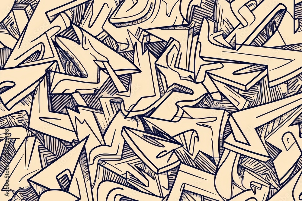 Aufkleber a vibrant, abstract illustration of overlapping, stylized letters and shapes, showcasing intricate l