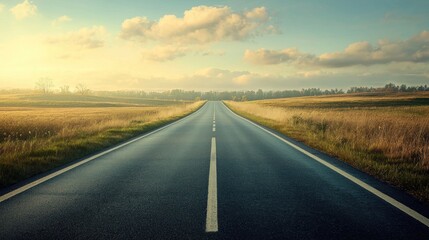 Fototapeta premium Road ahead stretching into the distance, symbolizing the journey or path forward