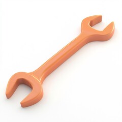 Cute Cartoon Style 3D Spanner Wrench on Minimalist White Background