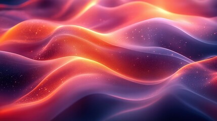 Obraz premium Abstract Wavy Landscape with Glowing Red and Purple Hues