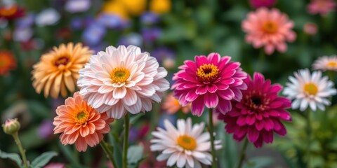 Obraz premium A close-up shot of blooming flowers in a vibrant garden setting, showcasing the beauty of nature and the art of gardening, gardening, summer