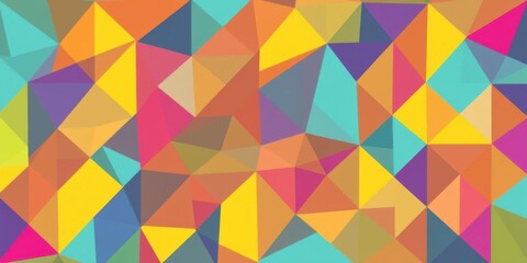 Obraz premium Geometric pattern of colorful triangles creating a vibrant and modern background, vibrant, modern