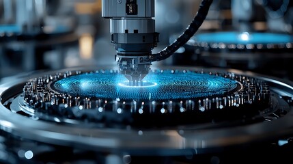 Futuristic Silicon Wafer Production with Advanced Robotic Assembly for Cutting Edge Computers