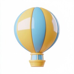 Fototapeta premium Whimsical 3D Cartoon-Style Hot Air Balloon with Glossy Finish Floating in the Sky