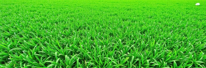 Obraz premium Rich, vibrant green grass texture with intricate patterns from a well-maintained golf course, background, recreational