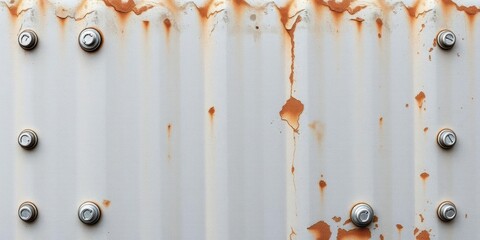 Silver corrugated metal with bolts, shiny, silver