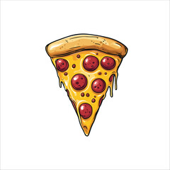 Pizza Vector illustration. Slice of pizza on a white background.