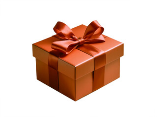 Fototapeta premium Red gift box with ribbon isolated on white background, cutout